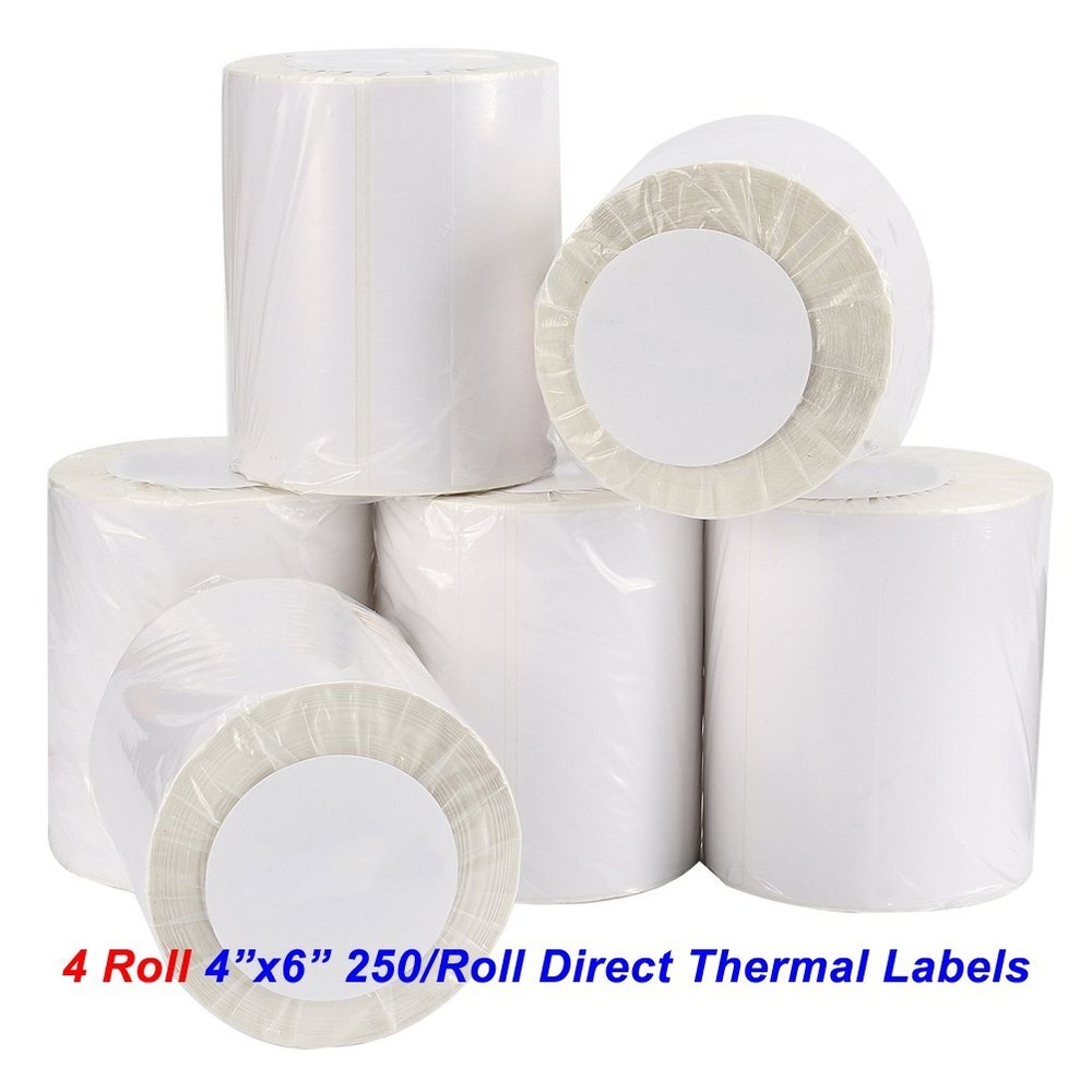 4 Rolls 4×6 Direct Thermal Shipping Labels 250/Roll For Zebra 2844 Eltron ZP450