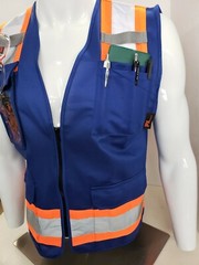 FX Two Tone Blue Safety Vest with 4 Front Pocket XSmall to 3XL
