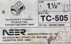 Neer TC-505 Conduit Connector, 1-1/2″ Size