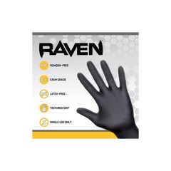 SAS 66519 Raven Exam Grade Nitrile Disposable Gloves, 7 mil, XL, 100 Pack