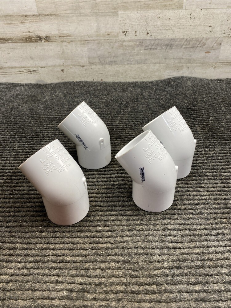 Lot of 4 Lasco SCH 40 1-1/4″ PVC 45° Elbow Slip x Slip