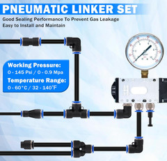 Kit 94 conectores neumáticos push-in 1/8–3/8”, acoples rápidos y roscas NPT