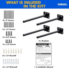 SOMADA 8 Inch Floating Shelf Brackets, 4 Pack Invisible Heavy Duty Shelf Supp…