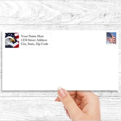 60 Return Address Labels Personalized Printed 3/4 x 2 1/4 American Eagle & Flag