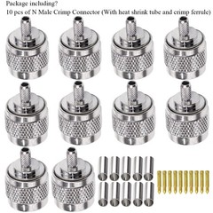 TUOLNK N Type Crimp Connector N Male Plug Adapter for RG58 RG142 50Ohm Low Lo…