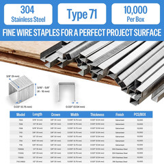 meite 22GA 3/8-Inch Crown Stainless Steel Upholstery Staples 3/8″ – 1/2″ 71 Type