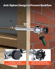 VEVOR 12 in Frost-Free Sillcock 1/2″ PTC x 3/4″ MHT Hose Bibb Anti-Siphon Valve