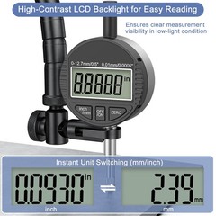 HDLNKAK Electronic Digital Dial Indicator Gauge 012.7mm/0.5” Inch/Metric Conv…