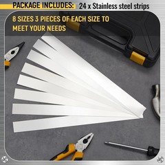 Blulu 24 Pcs 304 Stainless Steel Strips Metal Shim Stock Assortment 1 Width x 12