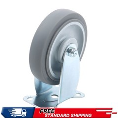 4 Pieces 5″ Industrial Casters Heavy Duty Fixed Rubber Casters 1400 Pounds Grey