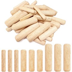 30Pcs Fluted Wood Dowel Pins Assorted M6 M8 M10 Grooved Plug for Furniture
