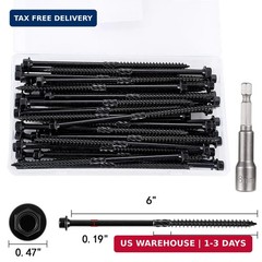 50 PCS(2.95lb), #14 x 6 Wood Structural Screws, Heavy Duty Hex Head Timber/Log/L