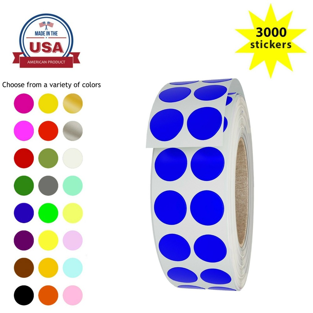 Royal Green Color-Coding Dot Stickers on Rolls 10MM (3/8 Inch) 3000 Labels