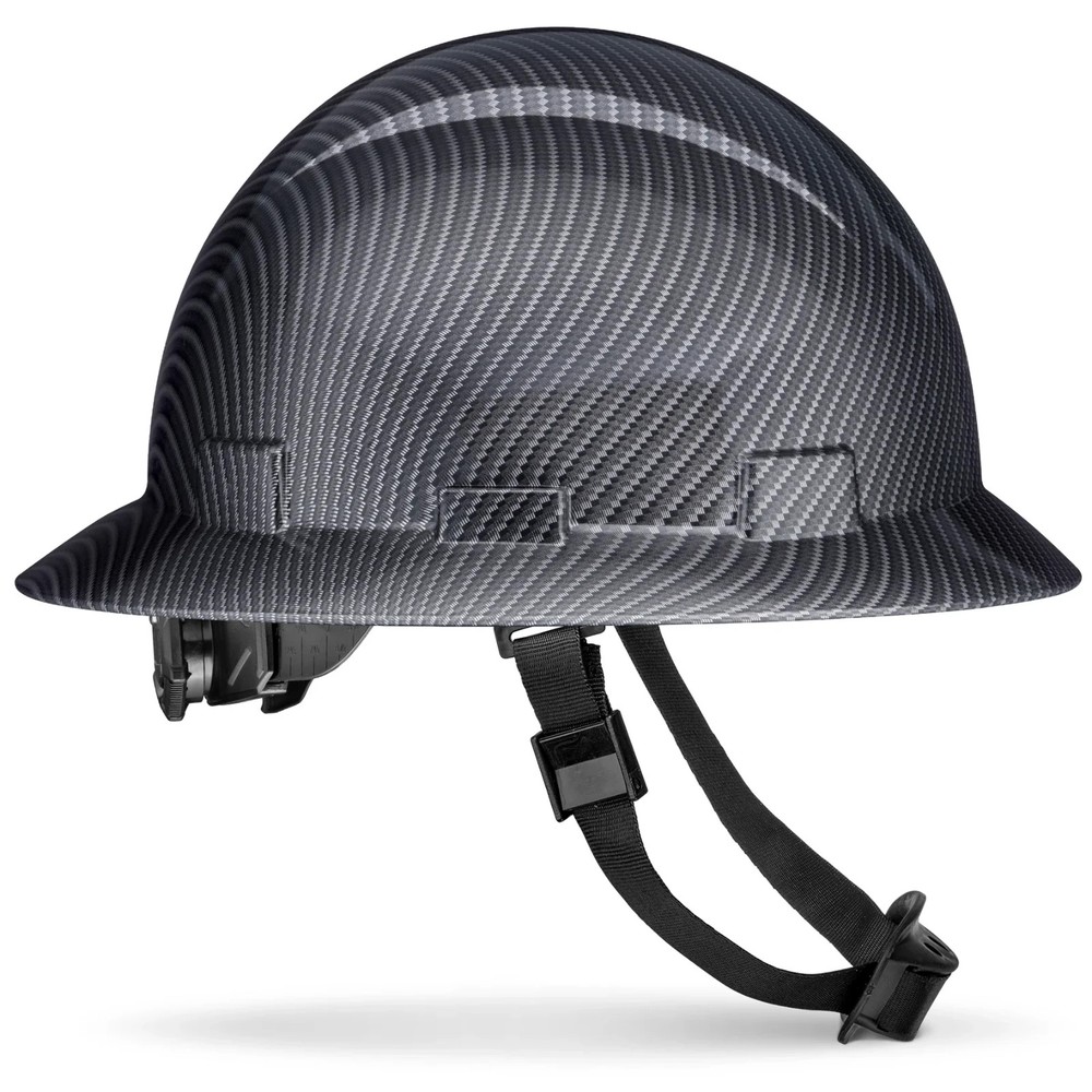 Full Brim Hard Hat, Padded, Black Carbon Fiber, OSHA Type 1 Class E – Non-Vented