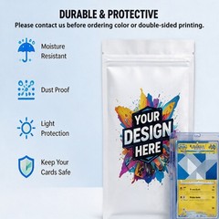 100PCS Custom Printed Mylar Bags for Trading Card Packaging Heat Seal Pouch