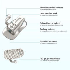 ETERFANT Dental Orthodontic Buccal Tubes 1st/2nd Molar Roth/MBT 018/022 Bondable