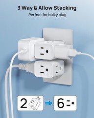 TROND Multi Plug Wall Outlet Extender – 2 Pack 3 Prong, 2 Pack, White