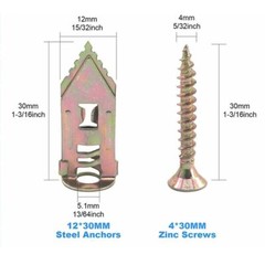50/100PCS Self Drilling Drywall Anchors Screws Hollow Wall Anchor Expansion Kit