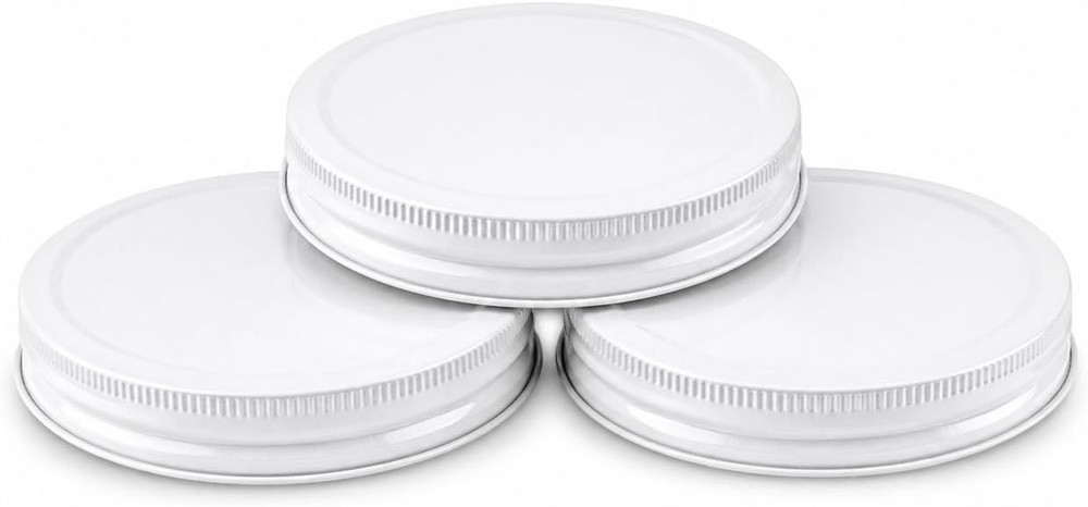 3-Pack White Metal Lids for 1 Gallon & 1/2 Gallon Wide Mouth Glass Jars – 110mm