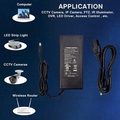UL Listed 12V 8A Power Supply Adapter,96W AC100-240V to DC 12V 8A Transformer4ft