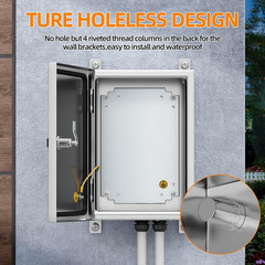 Stainless Steel Enclosure, IP65 Waterproof Electrical Box for Indoor and Outdoor