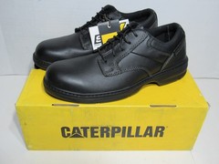 CAT Caterpillar Oversee Oxford Steel Toe Work Shoes Black Leather Mens 7.5 Wide