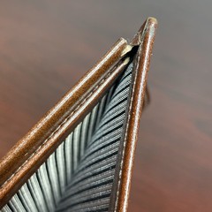 Vtg Wallet Bifold Brown Glove Cowhide Leather Striped Interior Accent Rips AS IS