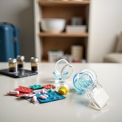 1pc Blue Portable Pill Taker, Tablets Pills Blister Pack Opener