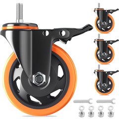 Stem Caster Wheels 4 Inch Heavy Duty Threaded Stem Mount Casters Set of 4 With