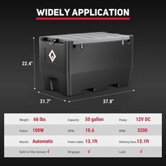 Portable Diesel Tank 50 Gal Diesel Fuel Tank with 12V Transfer Pump