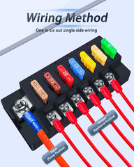 12V Fuse Block, 6 Circuits Waterproof Marine Fuse Panel Relay Box Kit with LED I