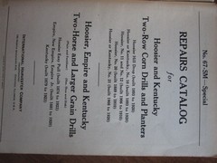 McCormick Deering Hoosier Empire Kentucky grain drill corn planter parts manual