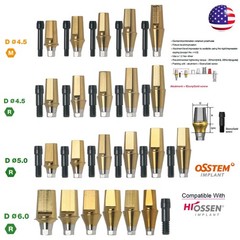 Titanium Straight Abutment Ti Cemented Abutment Compatible Osstem Hiossen TS M/R