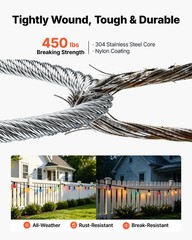 VEVOR 304 Stainless Steel Cable 3/32 in 7 x 7 Wire Rope 165 ft Cable Railing
