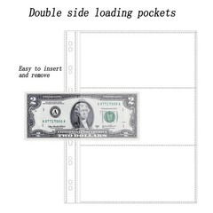 40 Sheets Currency Pages 3 Pockets Paper Money Protectors for 3 Ring Binders