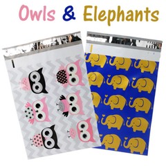 10×13″ Designer Owls, Cat’s Poly Mailers Combo Pack, Quality Shipping Envelopes!