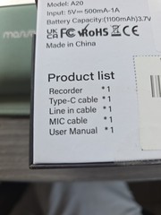 A20 Handheld Digital Voice Recorder 136GB Flash Memory USB Connectivity