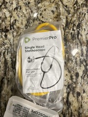 Premier Pro Single-Head Stethoscope Yellow Latex CHROME ALUM. STUDENT QUALITY