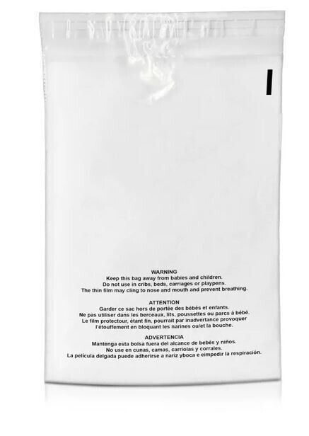 2000 Pack 8X10 Poly Bags Suffocation Warning Clear Merchandise 1.5 mil Self Seal