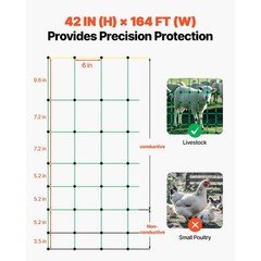 Uimoso Electric Fence Kit 42″H x 164’L with Posts and Spikes for Livestock