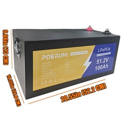 48V 100Ah LiFePO4 Lithium Battery 5120Wh Deep Cycle BMS For Solar RV Off-grid