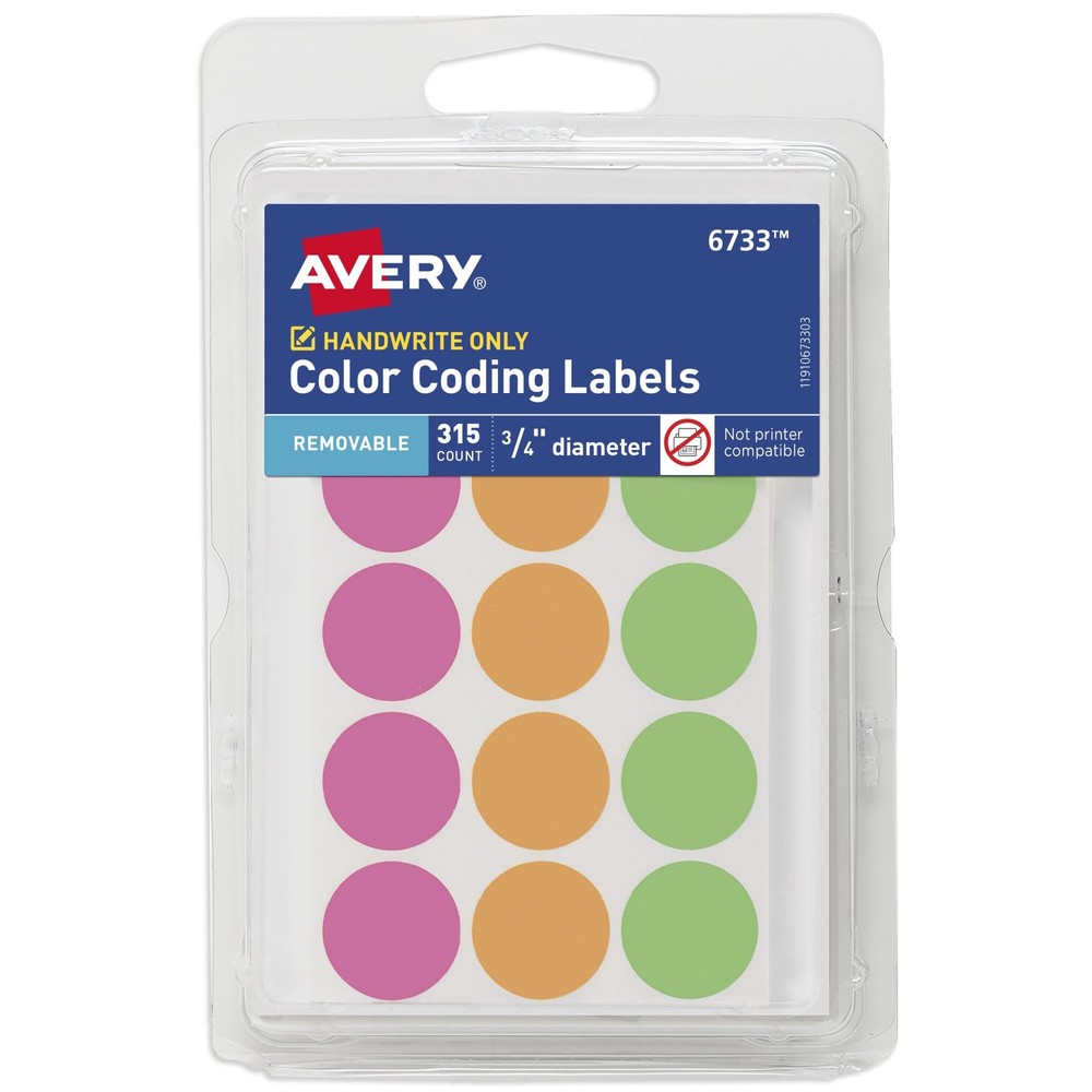 Avery Color-Coding Removable Labels, 3/4 Inch Round One Size, 0
