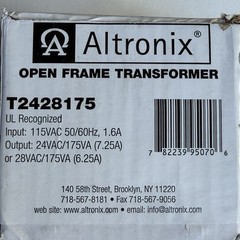 Altronix T2428175 Open Frame Transformer 115VAC Input, 24VAC 4A or 28VAC Output