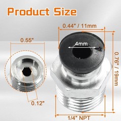 10 Pcs Push to Connect Fittings 4mm Tube OD x 1/4 Inch NPT Thread, Male Straight