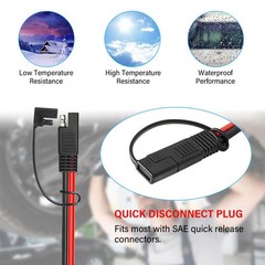 MOOKEERF SAE Extension Cable 10 AWG – 10FT Battery Charger 10FT, 10AWG