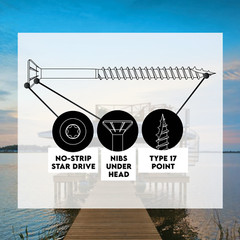 316 Marine Grade 3 Inch Stainless Steel Wood Screws Star Drive Type 17 Point