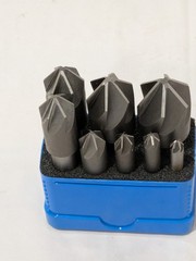 Interstate Countersink Set: 8 Pc, 1/4 to 1″ Head Dia, 6 Flute, 90º 02062016