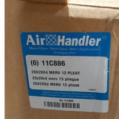 Air Handler 11C886 Green Pleat 20 x 20 x 4, Merv13, Box of 6