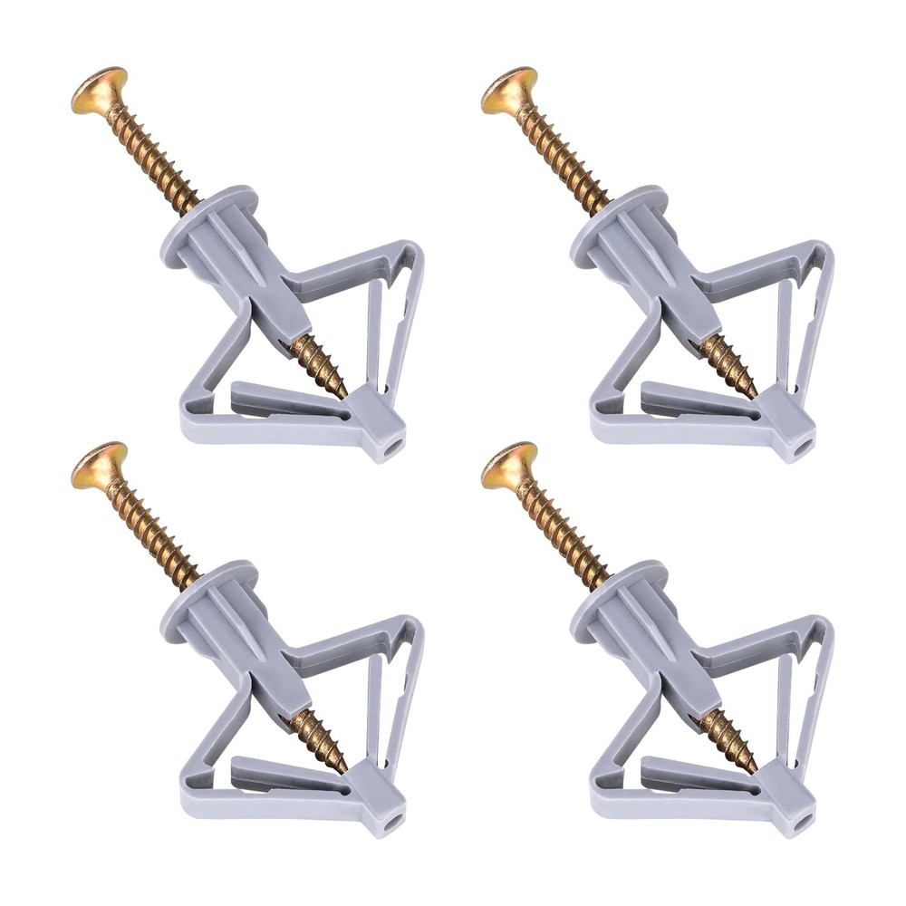 Hollow-Wall Anchors, One Size, 65Lbs Anchors 50pcs+Screw Gray-50pcs