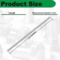 1/4-20 x 12 Fully Threaded Rod, 4PCS 1/4″-20 12 in All Threaded Rods, 304 Stainl